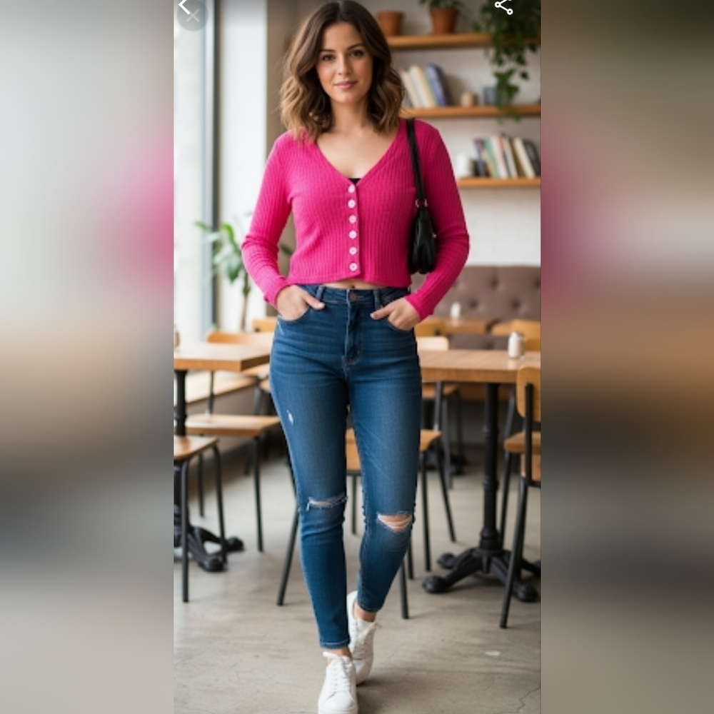 NWOT ARITZIA Wilfred Free Pink Ribbed Button-Up Cropped Cardigan Size XXS